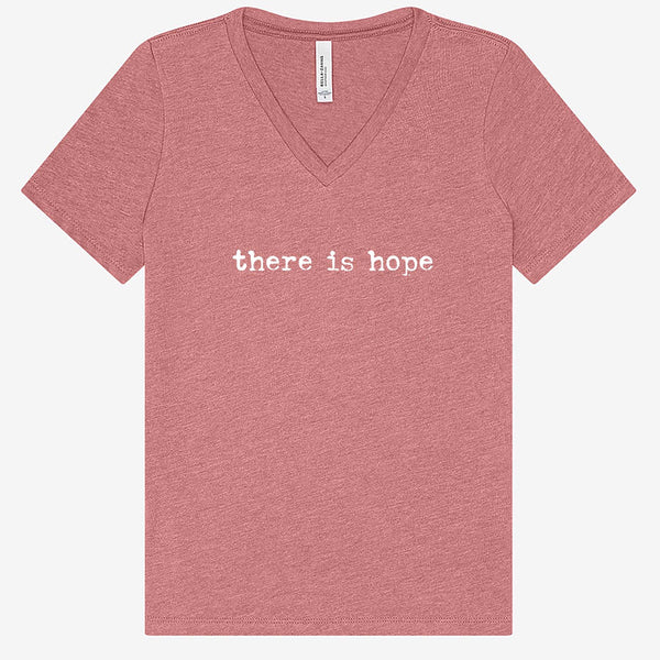 THERE IS HOPE - Ladies - Mauve V-Neck T-Shirt - SALE