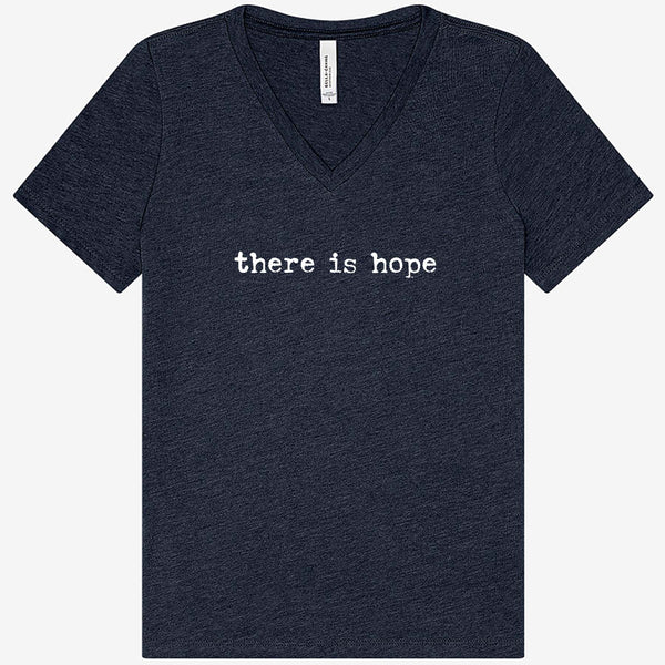 THERE IS HOPE - Ladies - Steel Blue V-Neck T-Shirt - SALE