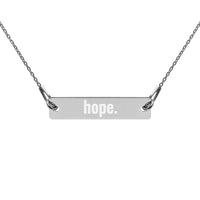 hope. Engraved Silver Bar Chain Necklace