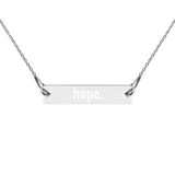 hope. Engraved Silver Bar Chain Necklace