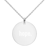 hope. Engraved Silver Disc Necklace