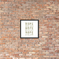Hope Never Quits Framed poster