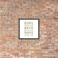 Hope Never Quits Framed poster