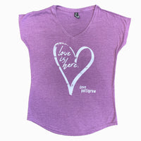 LOVE IS HERE - Vintage Purple - Ladies V-Neck T-Shirt