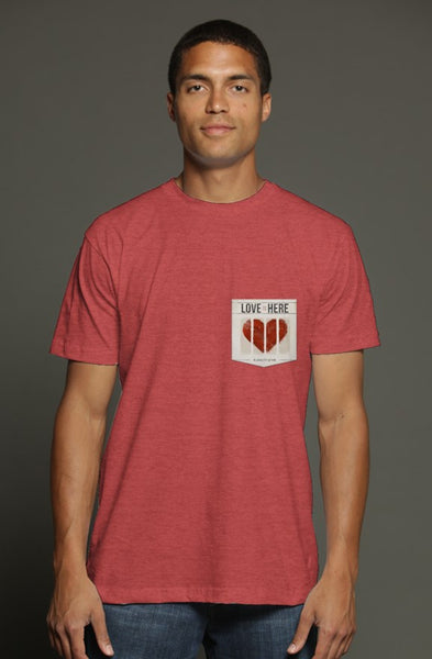 The Love Is Here Heather Red Pocket T Shirt