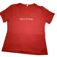 THERE IS HOPE - Ladies - Vintage Red V-Neck T-Shirt
