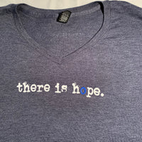 THERE IS HOPE - Ladies - Steel Blue V-Neck T-Shirt